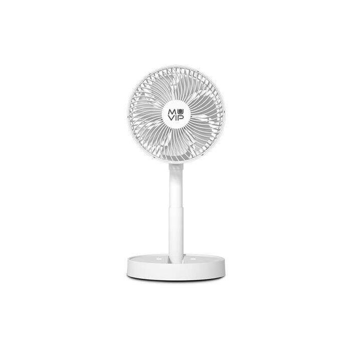 Muvip Ventilador de Sobremesa Portatil Plegable 6.5W 19cm de Diametro - 4 Velocidades - Angulo Ajustable hasta 90º - Autonomia hasta 21h - Color Blanco