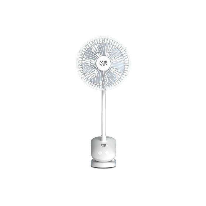 Muvip Ventilador de Pinza Portatil 5W 15cm de Diametro - 4 Velocidades - Angulo Ajustable hasta 360º - Autonomia hasta 9h - Color Blanco