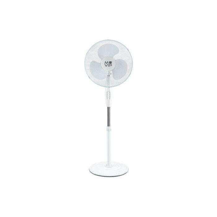 Muvip Ventilador de Pie 45W 3 Aspas - 3 Velocidades - Altura e Inclinacion Ajustables - Base Reforzada - Color Blanco